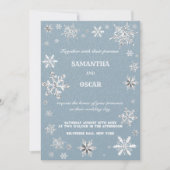 crystale snowflakes blue winter wedding invitation 招待状 (正面)