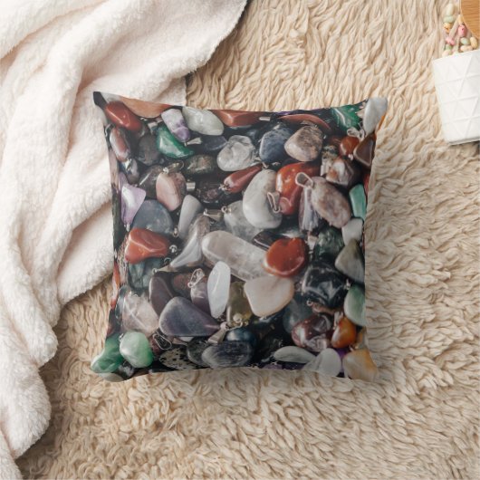 Crystals and Gemstones Energy Throw Pillow クッション (ブランケット)