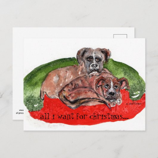 cs水彩80色絵を描クリスマス ポストカード (正面/裏面)