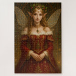 CS003_Charming Fairy - Christmas Edition #3 ジグソーパズル<br><div class="desc">This enchanting work depicts a beautiful fairy adorned with holly in her hair. She wears a crimson dress embroidered with gold. Her serene expression and iridescent wings radiate elegant grace and eternal fantasy. Perfect for lovers of fairy tales, fantasy art, and magical elegance. This artwork was generated by AI based...</div>