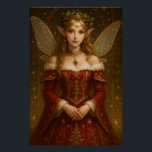 CS003_Charming Fairy - Christmas Edition #3 ポスター<br><div class="desc">This enchanting work depicts a beautiful fairy adorned with holly in her hair. She wears a crimson dress embroidered with gold. Her serene expression and iridescent wings radiate elegant grace and eternal fantasy. Perfect for lovers of fairy tales, fantasy art, and magical elegance. This artwork was generated by AI based...</div>