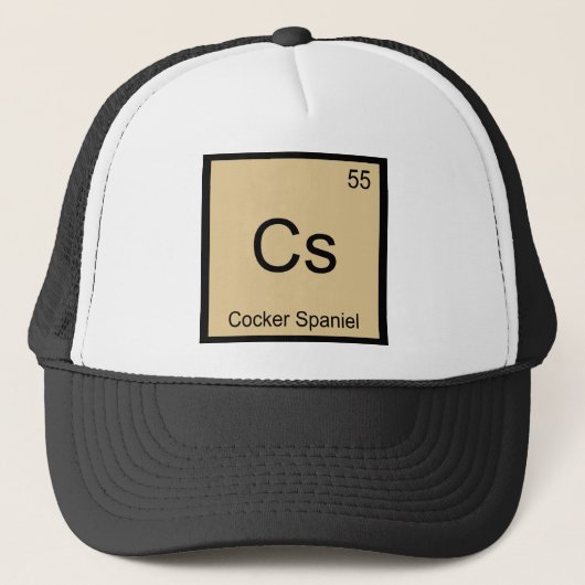Cs - コッカー・スパニエル 化学元素記号Tシャツ キャップ (正面)