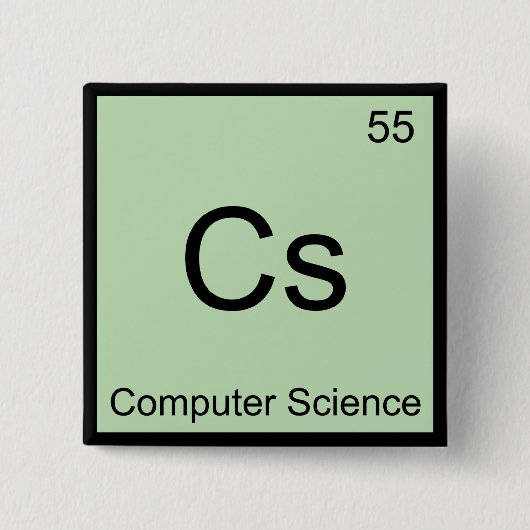 Cs - コンピューターサイエンス 化学元素記号Tシャツ 缶バッジ (正面)