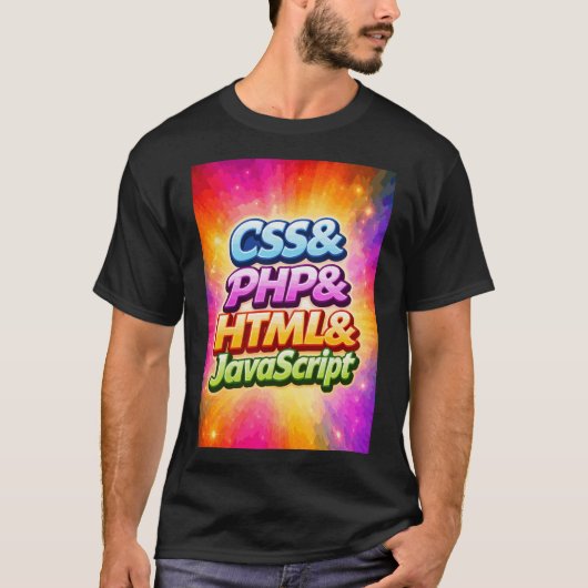 CSSとPHPとHTMLとJavaScript Tシャツ (正面)
