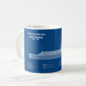 CSS Virginia – 船舶設計図プランABD コーヒーマグカップ (正面左)