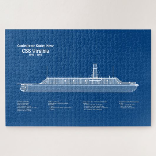 CSS Virginia – 船舶設計図プランABD ジグソーパズル (横)