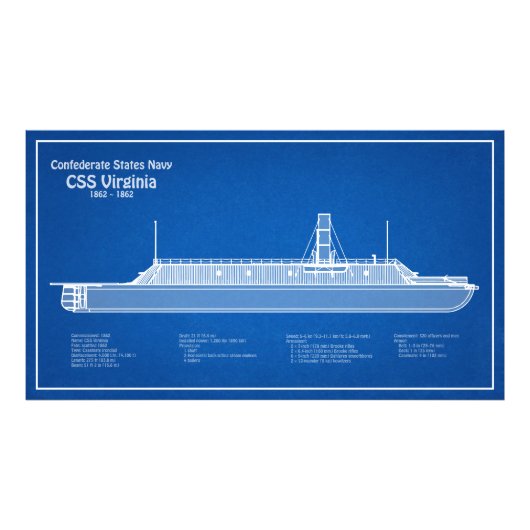 CSS Virginia – 船舶設計図プランABD フォトプリント (正面)