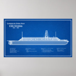 CSS Virginia – 船舶設計図プランABD ポスター