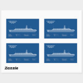CSS Virginia – 船舶設計図プランABD 長方形シール (シート)