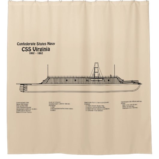 CSS Virginia – 船舶設計図プランSD シャワーカーテン (正面)