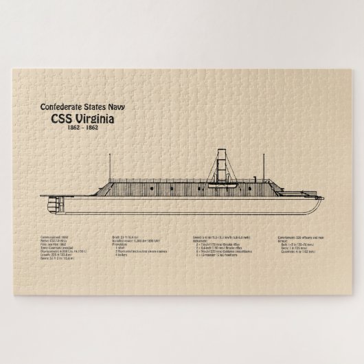 CSS Virginia – 船舶設計図プランSD ジグソーパズル (横)