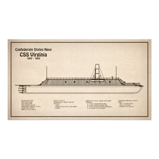 CSS Virginia – 船舶設計図プランSD フォトプリント (正面)