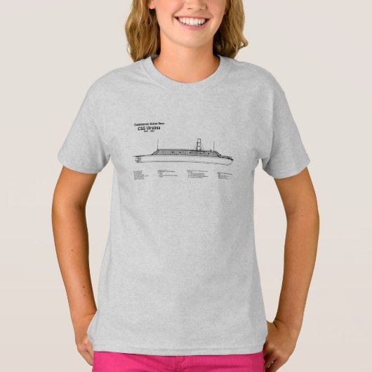 CSS Virginia – 船舶設計図プランSD Tシャツ (正面)