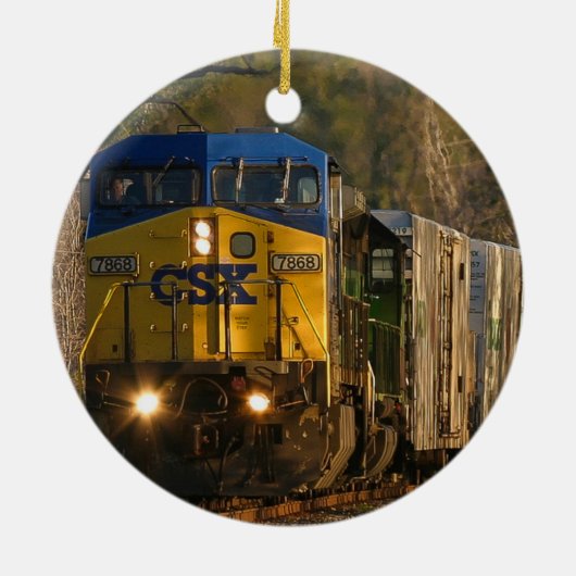 CSX 7868の列車の前部写真のオーナメント セラミックオーナメント (裏面)