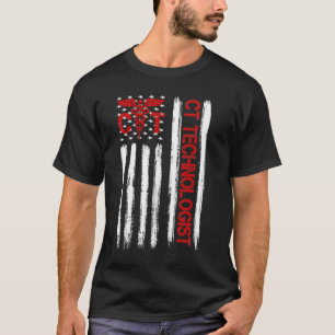 CT技術者アメリカ国旗愛国医学 Tシャツ