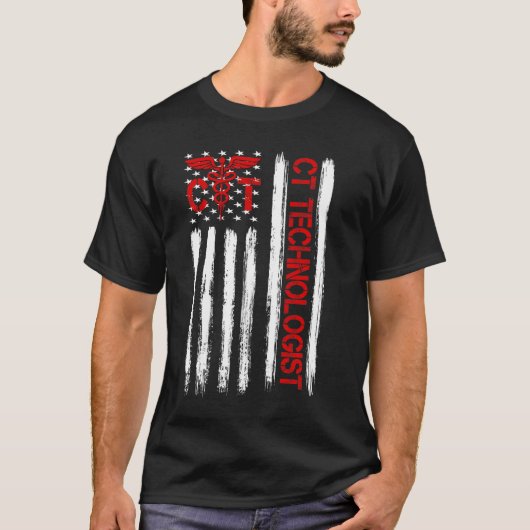 CT技術者米国国旗の愛国医療 Tシャツ (正面)