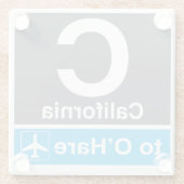 CTAのコースター- O'Hare (ブルーライン)へのカリフォルニア ガラスコースター (裏面)