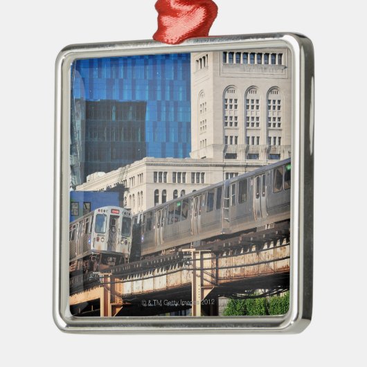 CTAの高速転送のオレンジラインおよびグリーン・ライン メタルオーナメント (左)