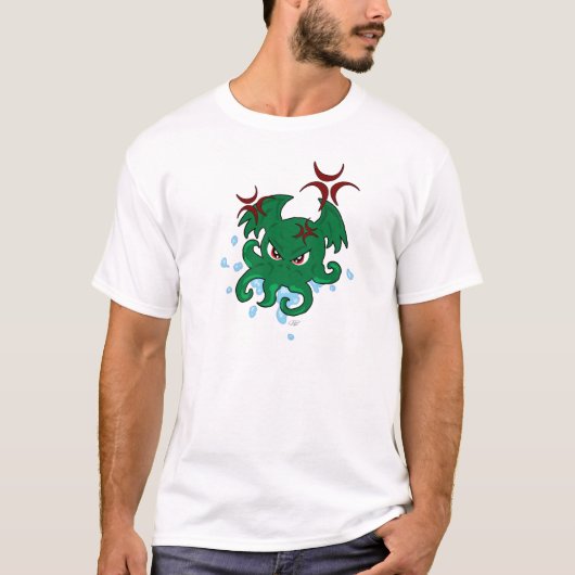 Cthulhuの怒っている男性Tシャツ Tシャツ (正面)