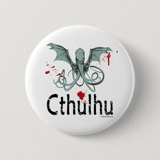 Cthulhuの恐怖ベクトル芸術 缶バッジ (正面)
