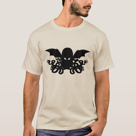 Cthulhuの長袖のTシャツ-黒 Tシャツ (正面)