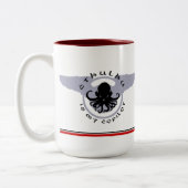 Cthulhuは私の副操縦士の赤のストライプのマグです ツートーンマグカップ (左)