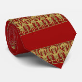 Cthulhuストライプなパターンタイ(金ゴールドおよび赤) ネクタイ (ロール)