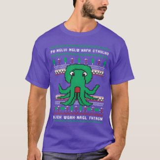 Cthulhu醜いクリスマスセーターおもしろいクリスマスレット Tシャツ