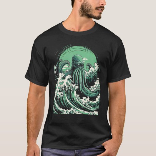 Cthulhu – 神奈川素晴らしの怪物 tシャツ (正面)