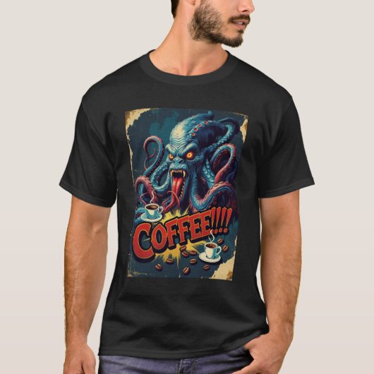 Cthulhu Coffee Monster Shirt | Horror Humor Tee Tシャツ (正面)