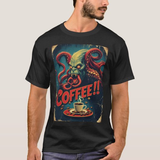 Cthulhu Coffee Shirt | Funny Sea Monster Tee Tシャツ (正面)