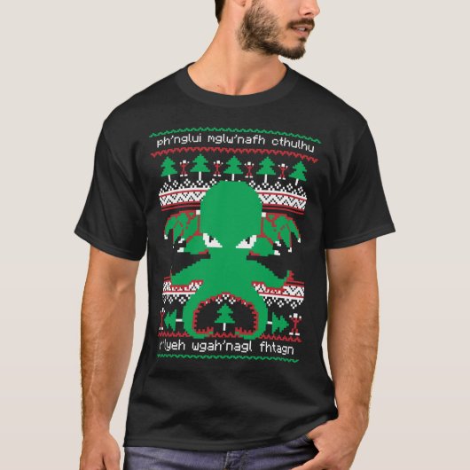 Cthulhu Cultist Christmas Cthulhu Ugly Christmas S Tシャツ (正面)