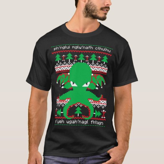 Cthulhu Cultist Christmas Cthulhu Ugly Christmas S Tシャツ (正面)