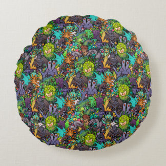 Cthulhu Lovecraft Mythosのチビ（小さくかわいく書いた感じ）の動物寓話集 ラウンドクッション