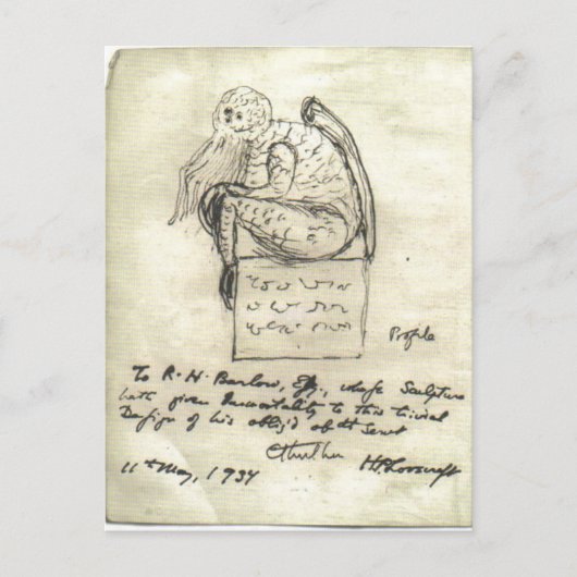 Cthulhu Sketch by Lovecraft Postcard ポストカード (正面)