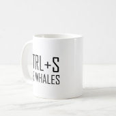 Ctrlキーを押しながらクジラ救(クジラ) コーヒーマグカップ (正面左)