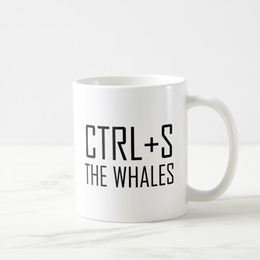 Ctrlキーを押しながらクジラ救(クジラ) コーヒーマグカップ (右)