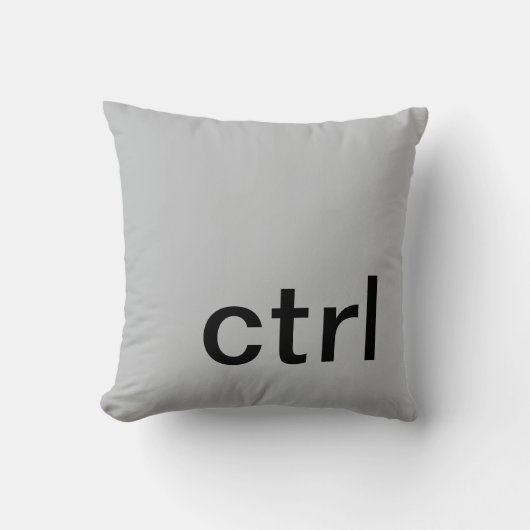 ctrlボタン枕、グレーとブラック クッション (正面)