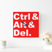 Ctrl及びAlt及びDelの柱時計 スクエア壁時計 (ホーム)