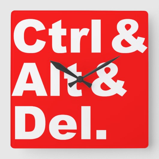 Ctrl及びAlt及びDelの柱時計 スクエア壁時計 (正面)