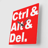 Ctrl及びAlt及びDelの柱時計 スクエア壁時計 (傾斜)