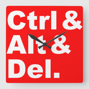 Ctrl及びAlt及びDelの柱時計 スクエア壁時計