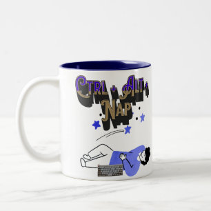 Ctrl + Alt +昼寝マグカップ プログラマーおもしろい&昼寝ラブ ツートーンマグカップ