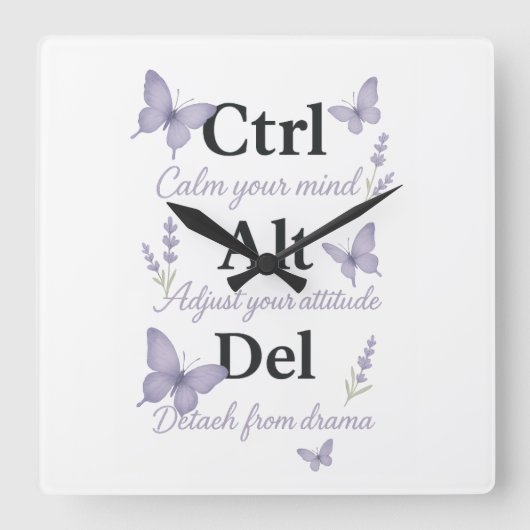 CTRL,ALT,DEL スクエア壁時計 (正面)