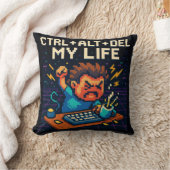 CTRL - ALT - DEL マイライフ Tシャツ クッション (ブランケット)