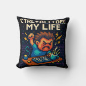 CTRL - ALT - DEL マイライフ Tシャツ クッション (正面)