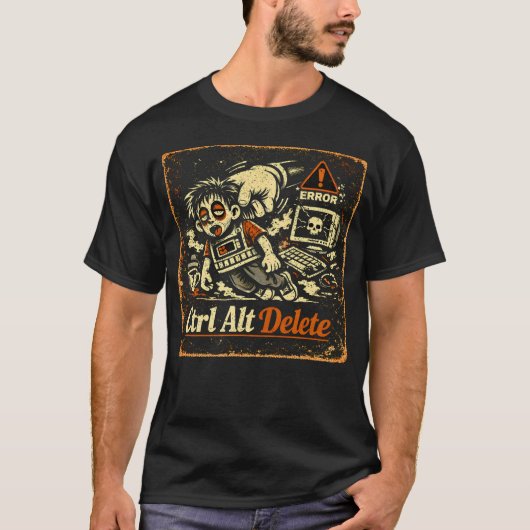 Ctrl Alt Delete – ライフを再起動する テックユーモアTシャツ Tシャツ (正面)