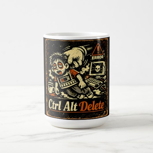 Ctrl Alt Delete - 人生を再起動 テック ユーモア コーヒーマグカップ (中央)