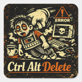 Ctrl Alt Delete - 人生を再起動 テック ユーモア スクエアシール
