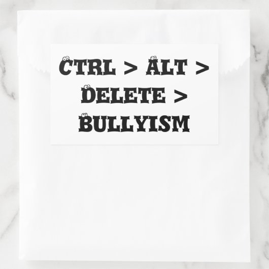 Ctrl > Alt > Delete > Bullyism -アンチいじめ 長方形シール (バッグ)